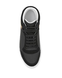 Мужские черные кожаные высокие кеды с принтом от Burberry