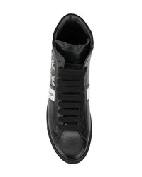 Женские черные кожаные высокие кеды с принтом от Dsquared2