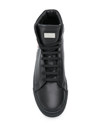 Мужские черные кожаные высокие кеды с принтом от Philipp Plein