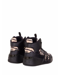 Мужские черные кожаные высокие кеды с принтом от Giuseppe Zanotti
