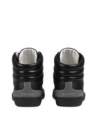 Мужские черные кожаные высокие кеды от Gucci