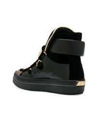 Женские черные кожаные высокие кеды от Giuseppe Zanotti Design