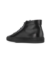 Мужские черные кожаные высокие кеды от Common Projects