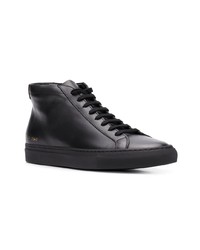 Мужские черные кожаные высокие кеды от Common Projects