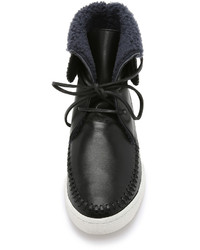 Женские черные кожаные высокие кеды от Thakoon