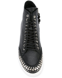 Женские черные кожаные высокие кеды от MCQ