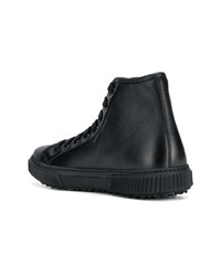 Мужские черные кожаные высокие кеды от Prada