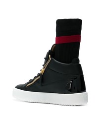 Мужские черные кожаные высокие кеды от Giuseppe Zanotti Design