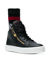 Мужские черные кожаные высокие кеды от Giuseppe Zanotti Design