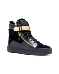 Мужские черные кожаные высокие кеды от Giuseppe Zanotti Design