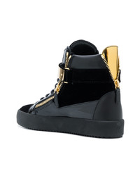 Мужские черные кожаные высокие кеды от Giuseppe Zanotti Design