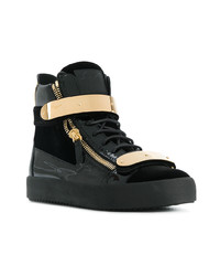 Мужские черные кожаные высокие кеды от Giuseppe Zanotti Design