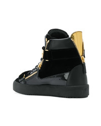 Мужские черные кожаные высокие кеды от Giuseppe Zanotti Design