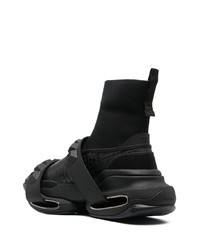 Мужские черные кожаные высокие кеды от Balmain