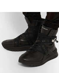 Мужские черные кожаные высокие кеды от Balmain