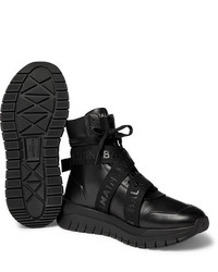 Мужские черные кожаные высокие кеды от Balmain