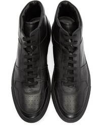 Мужские черные кожаные высокие кеды от Common Projects