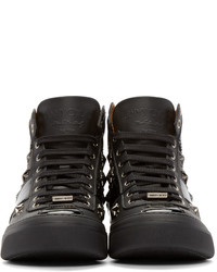 Мужские черные кожаные высокие кеды от Jimmy Choo