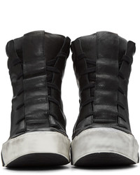 Мужские черные кожаные высокие кеды от Boris Bidjan Saberi