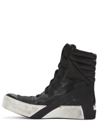 Мужские черные кожаные высокие кеды от Boris Bidjan Saberi