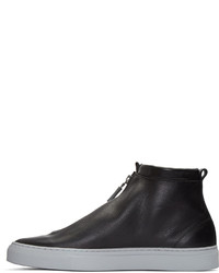 Мужские черные кожаные высокие кеды от Diemme