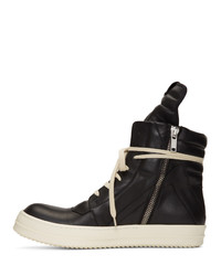 Мужские черные кожаные высокие кеды от Rick Owens