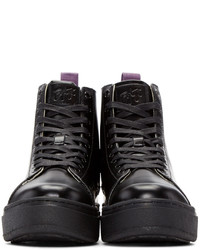 Женские черные кожаные высокие кеды от Eytys