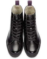 Женские черные кожаные высокие кеды от Eytys