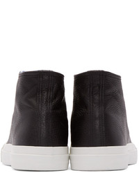 Мужские черные кожаные высокие кеды от Junya Watanabe