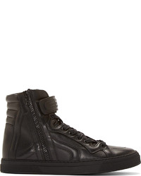 Мужские черные кожаные высокие кеды от Pierre Hardy