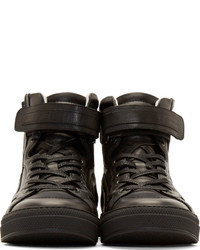 Мужские черные кожаные высокие кеды от Pierre Hardy