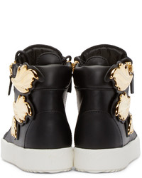 Женские черные кожаные высокие кеды от Giuseppe Zanotti