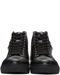Мужские черные кожаные высокие кеды от Versus