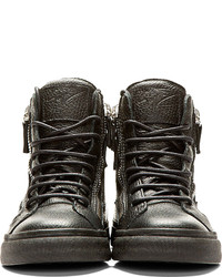 Женские черные кожаные высокие кеды от Giuseppe Zanotti