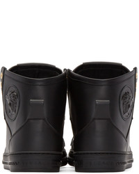 Мужские черные кожаные высокие кеды от Versace