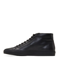 Мужские черные кожаные высокие кеды от Common Projects