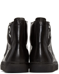 Мужские черные кожаные высокие кеды от Raf Simons