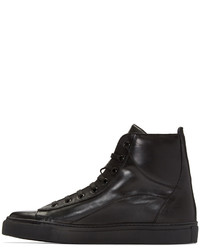 Мужские черные кожаные высокие кеды от Raf Simons