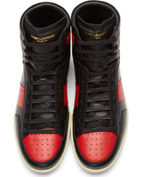 Мужские черные кожаные высокие кеды от Saint Laurent