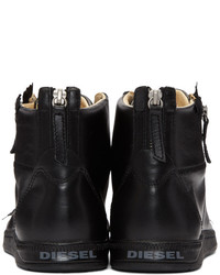 Мужские черные кожаные высокие кеды от Diesel