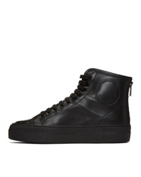 Женские черные кожаные высокие кеды от Woman by Common Projects