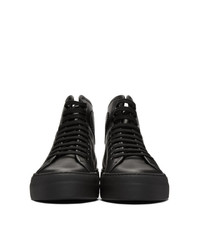 Женские черные кожаные высокие кеды от Woman by Common Projects