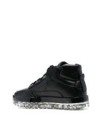 Мужские черные кожаные высокие кеды от RBRSL RUBBER SOUL