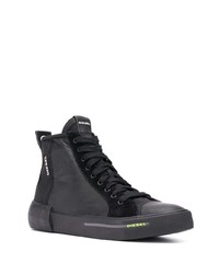 Мужские черные кожаные высокие кеды от Diesel