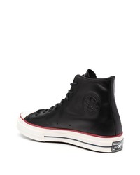 Мужские черные кожаные высокие кеды от Converse