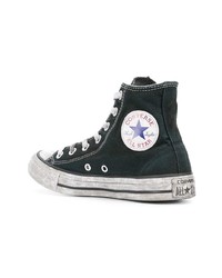 Женские черные кожаные высокие кеды от Converse