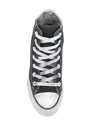 Женские черные кожаные высокие кеды от Converse