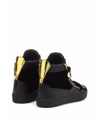 Мужские черные кожаные высокие кеды от Giuseppe Zanotti
