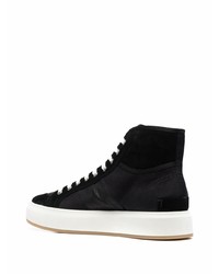 Мужские черные кожаные высокие кеды от Stone Island