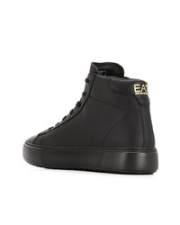 Женские черные кожаные высокие кеды от Ea7 Emporio Armani